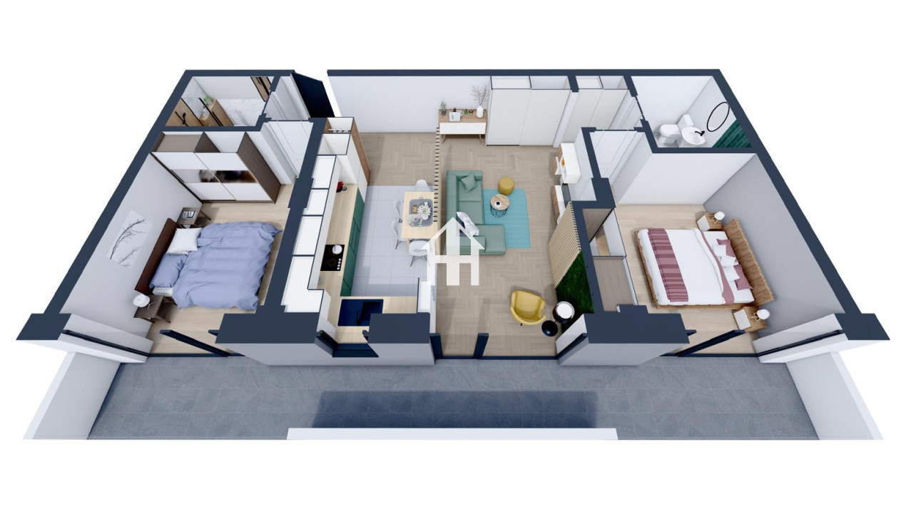Apartament 3 camere - open space - 69.40 mp utili - zona Obor