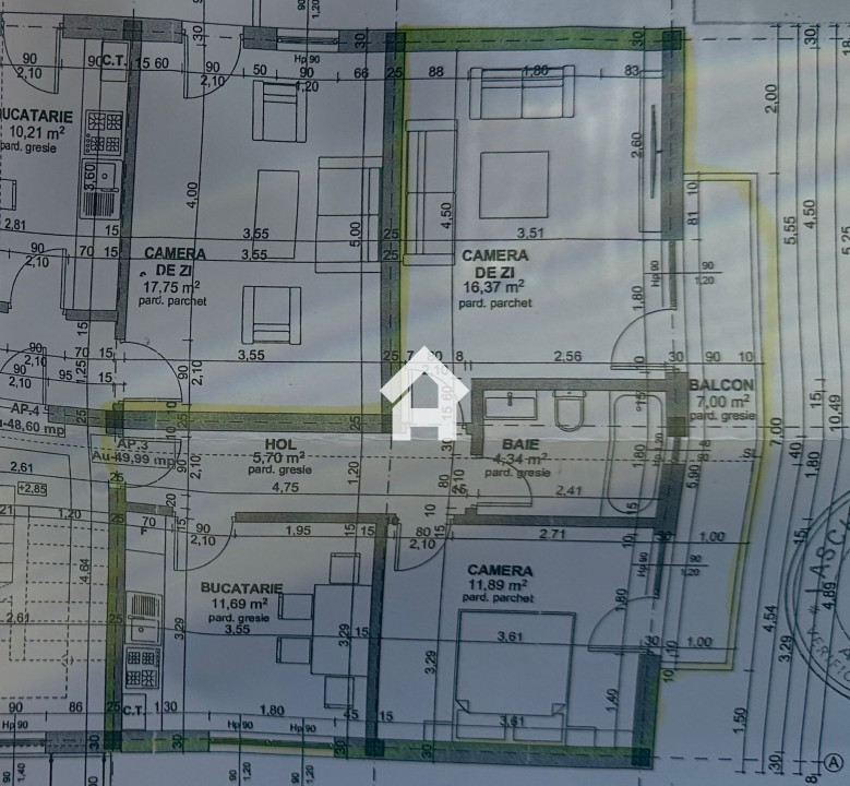 Apartament 2 camere, etaj 1, bloc tip vila, Cartierul Arhitectilor