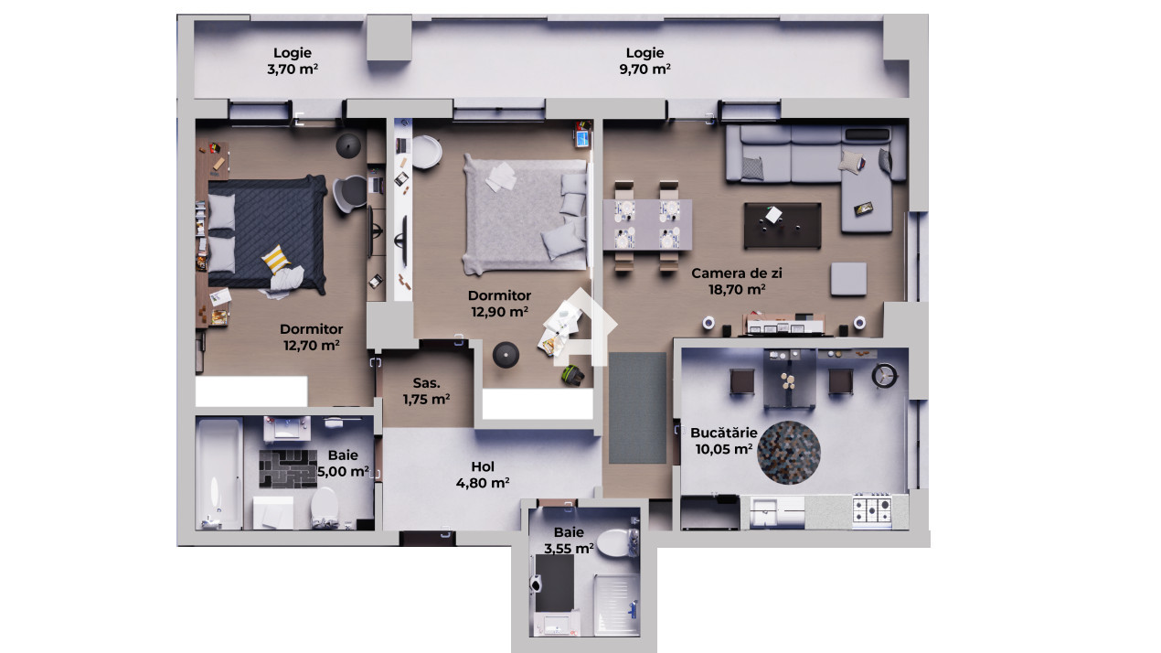 Apartament 3 camere la cheie – parter - 69.45 mpu - Calea Surii Mici