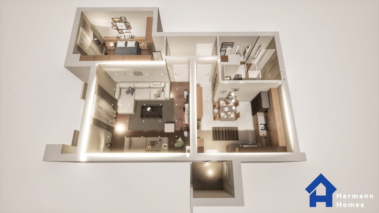 Apartament 2 camere, 59,75 mp, etaj 1 – Calea Surii Mici