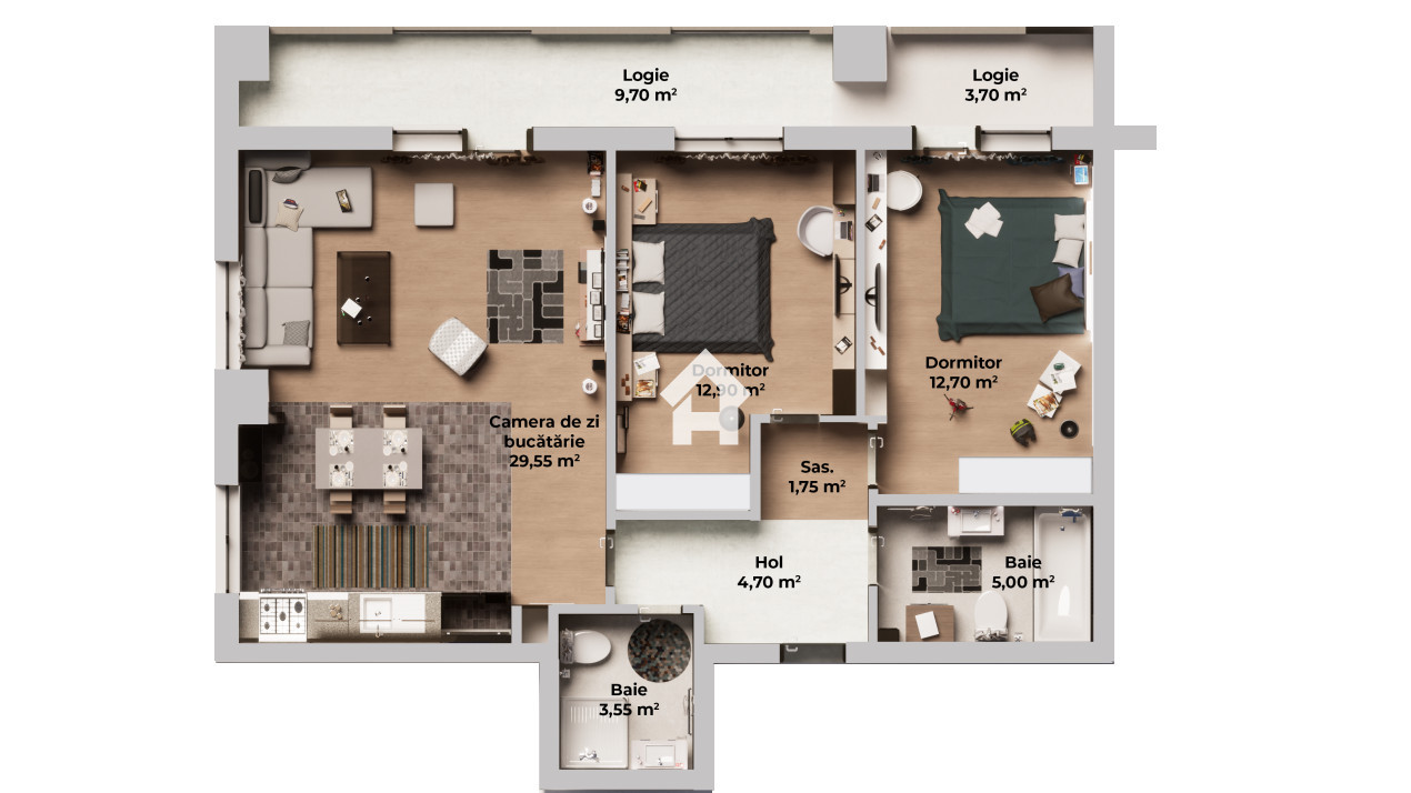 Apartament 3 camere, la cheie, 70,15 mp, parter – Calea Surii Mici