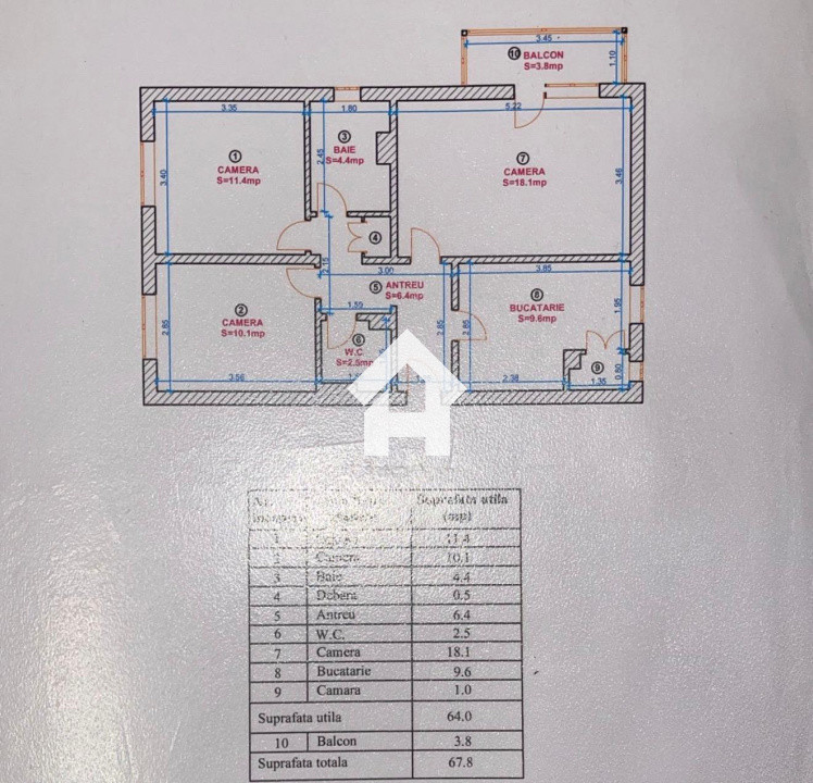 Apartament 3 camere - Strand - 64 mp utili - etaj 1 